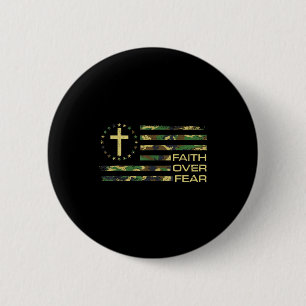 Badge Rond 5 Cm Jésus Foi Sur Croix de Crainte Caméléon Drapeau Am