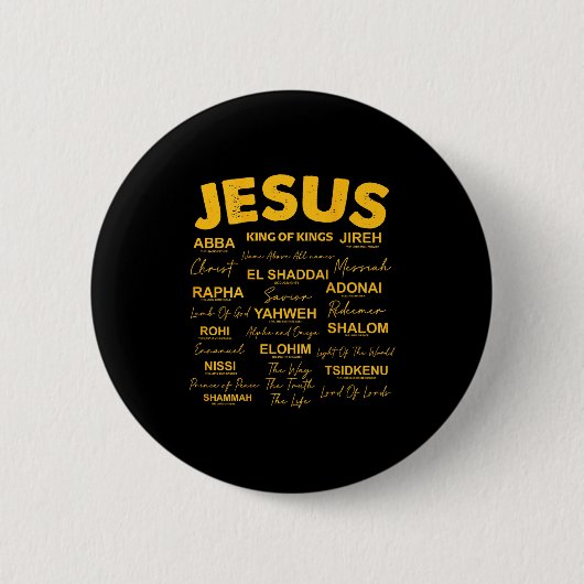 Badge Rond 5 Cm Jesus Is King Names Of God Hebrew Jesus Christian (Devant)