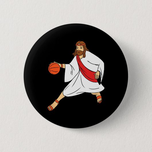 Badge Rond 5 Cm Jésus Jouant au basket-ball 1 (Devant)