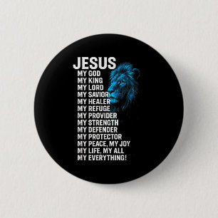 Badge Rond 5 Cm Jésus - Lion Roi Chrétien Seigneur Sauveur Foi