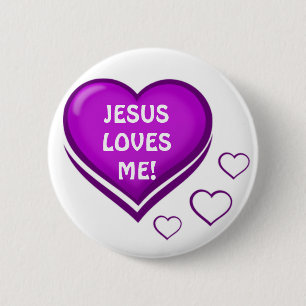 Badge Rond 5 Cm Jesus Loves Me!_ Purple Heart-Loves_