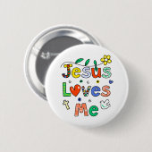 Badge Rond 5 Cm Jésus m'aime (Devant & derrière)