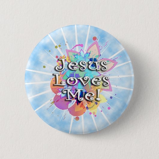 Badge Rond 5 Cm Jésus m'aime, aquarelle en pastel (Devant)