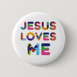 Badge Rond 5 Cm Jésus M'Aime Art Décoratif Coloré