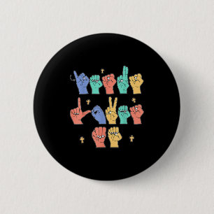 Badge Rond 5 Cm Jésus m'aime Asl chrétien Jésus tout-petit tu sign