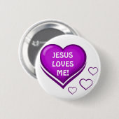 Badge Rond 5 Cm Jésus m'aime ! Pourpre Heart-Loves_ de _ (Devant & derrière)