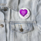 Badge Rond 5 Cm Jésus m'aime ! Pourpre Heart-Loves_ de _ (En situation)