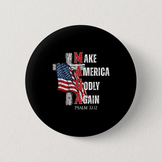 Badge Rond 5 Cm Jesus Make America Godly Again American Patriot Ch (Devant)