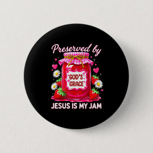 Badge Rond 5 Cm Jésus Mon Jam Strawberry Coquette Rose Préservé Al