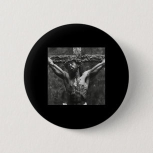 Badge Rond 5 Cm Jésus Noir, Christianisme, Église, Christ, Jésus