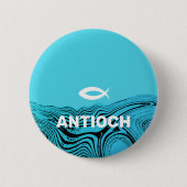 Badge Rond 5 Cm Jésus Poisson Eaux Vives (Devant)