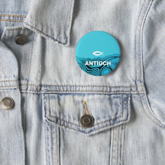 Badge Rond 5 Cm Jésus Poisson Eaux Vives (En situation)