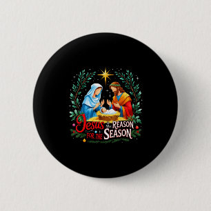 Badge Rond 5 Cm Jésus raison de la saison Nativité Noël Dés
