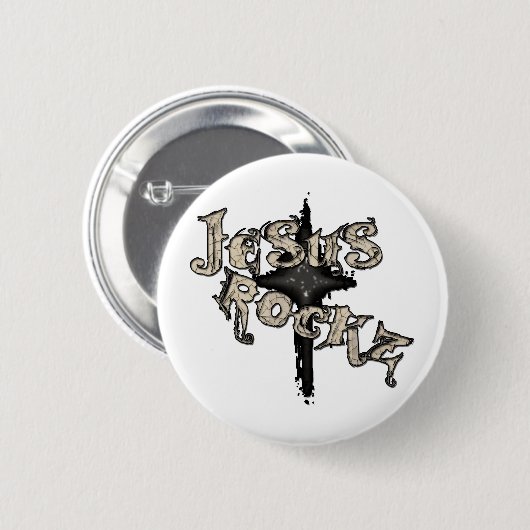 Badge Rond 5 Cm Jesus Rockz Christian (Devant & derrière)