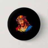 Badge Rond 5 Cm Jesus Rtrait Art Christian Religious (Devant)