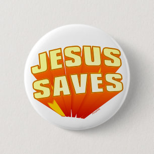 Badge Rond 5 Cm Jésus sauve le cadeau chrétien