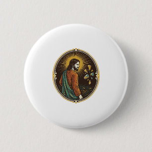 Badge Rond 5 Cm Jesus Sol Verre Cassé Plancher de Danse Fête Dange