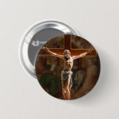 Badge Rond 5 Cm Jésus sur la Croix (Devant & derrière)