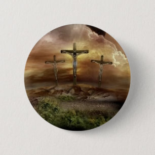 BADGE ROND 5 CM JÉSUS SUR LA CROIX