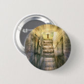 Badge Rond 5 Cm Jésus sur le tombeau vide Résurrection de Pâques (Devant & derrière)