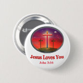 Badge Rond 5 Cm jésus t'aime (Devant & derrière)