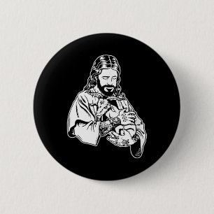 Badge Rond 5 Cm Jésus tenant chèvre Baphomet Occulte Tatouage sata