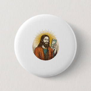 Badge Rond 5 Cm Jésus vidéo accidentelle au lieu d'appareil photo