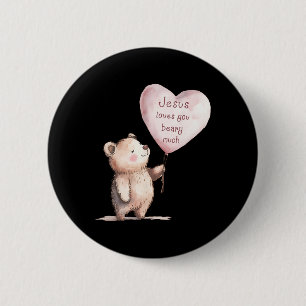 Badge Rond 5 Cm Jésus vous aime énormément Mignon Enfants Chrétien