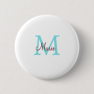 Badge Rond 5 Cm jeté simple minimal ajouter nom monogramme rose ro