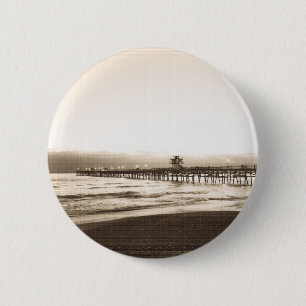 Badge Rond 5 Cm Jetée de San Clemete Californie photo vintage de p