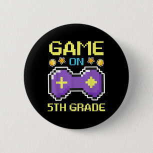 Badge Rond 5 Cm Jeu activé 5e année jeu vidéo gamer rentrée scolai