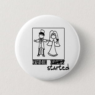 Badge Rond 5 Cm jeu au-dessus du jeu commencé épouser le T-shirt