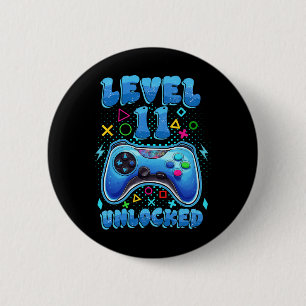 Badge Rond 5 Cm Jeu d'anniversaire Niveau 11 Jeu vidéo déverrouill