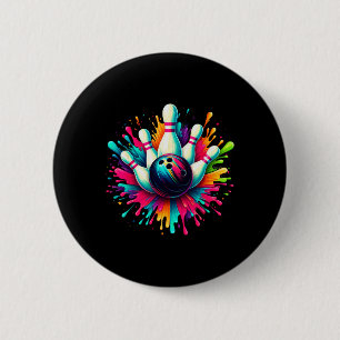 Badge Rond 5 Cm Jeu de Bowling coloré Jour Bowling mignon Colorspl