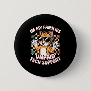 Badge Rond 5 Cm Jeu de chat tigré orange de soutien technique PC d