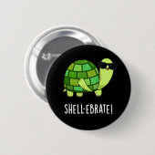 Badge Rond 5 Cm Jeu de coquille Funny Tortoise Animal Pun Dark BG (Devant & derrière)