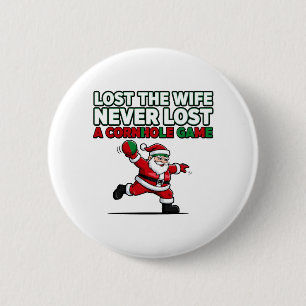 Badge Rond 5 Cm Jeu de cornhole de Noël avec Santa Citation drôle