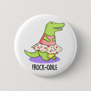 Badge Rond 5 Cm Jeu de crocodile amusant de roche-odile