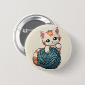 Badge Rond 5 Cm Jeu de fils - chaton (Devant & derrière)