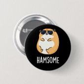 Badge Rond 5 Cm Jeu de jambon amusant joli jeu de hamster Dark BG (Devant & derrière)