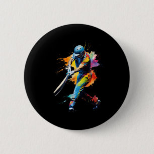 Badge Rond 5 Cm Jeu de joueur de cricket