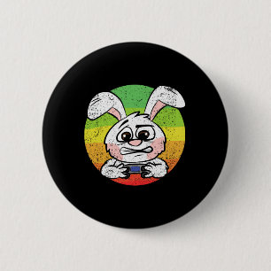 Badge Rond 5 Cm Jeu de lapin Chasse aux oeufs de Pâques Contrôle d