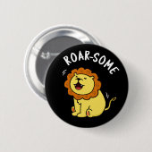 Badge Rond 5 Cm Jeu de Lion grinçant rôti rond gris foncé (Devant & derrière)