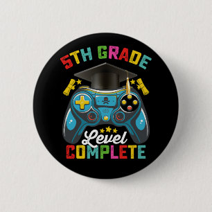 Badge Rond 5 Cm Jeu de niveau 5e année de fin d'études Gamer