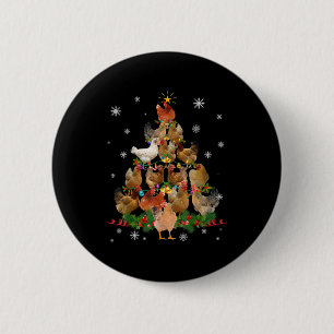 Badge Rond 5 Cm Jeu de Noël de poulets Lumières Drôle Noël de poul