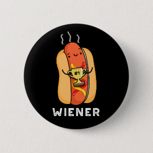 Badge Rond 5 Cm Jeu de saucisse drôle Wiener BG foncé