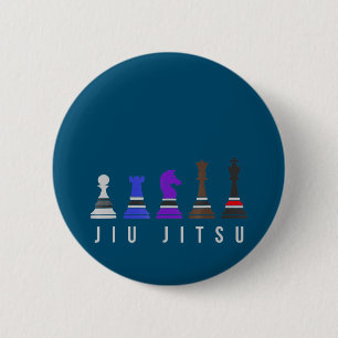 Badge Rond 5 Cm jeu d'échec jiu jitsu, cadeau bjj avec texte.