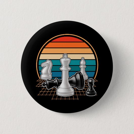 Badge Rond 5 Cm Jeu d'échecs Retro Jeu d'échecs Lover (Devant)
