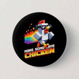 Badge Rond 5 Cm Jeu drôle humour mème faire du pixel art de poulet