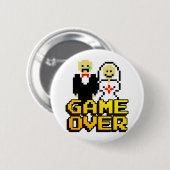 Badge Rond 5 Cm Jeu sur le mariage (8 bits) (Devant & derrière)